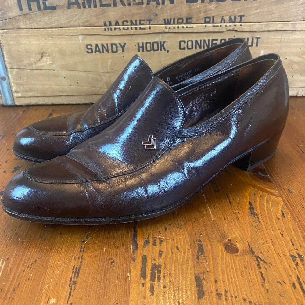 Florsheim Designer Collection Mens 8.5 D Brown Leather Loafer Dress Shoes